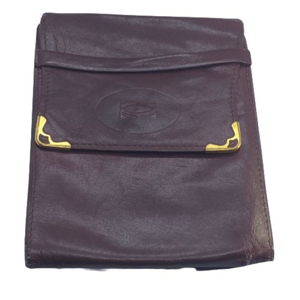 Authentic Cartier Vintage Burgundy Leather Unique Slim Wallet W Flaws